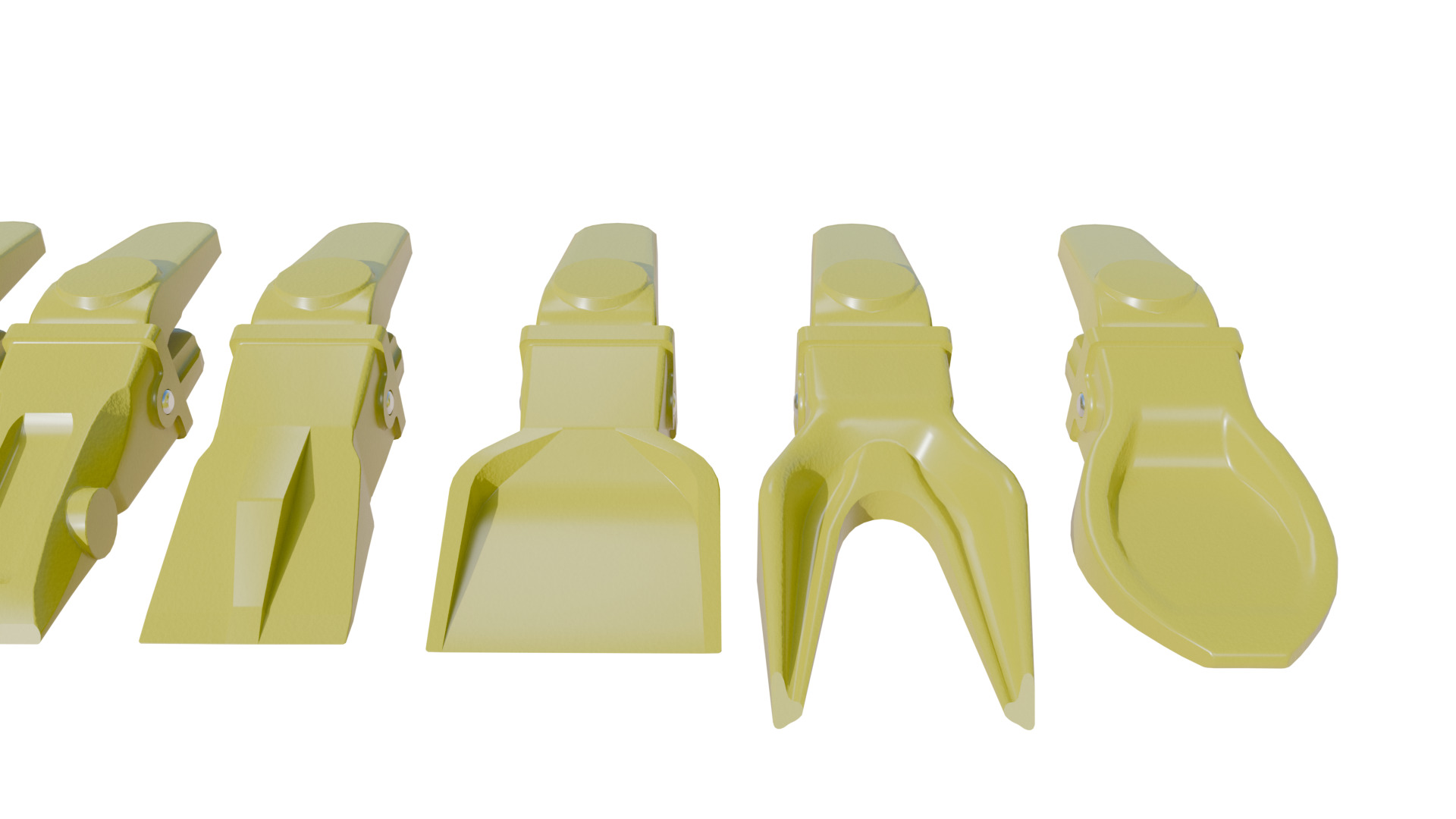 Bucket Teeth Pack Universal Excavator Loader Attachments  Low-poly 3D model_2