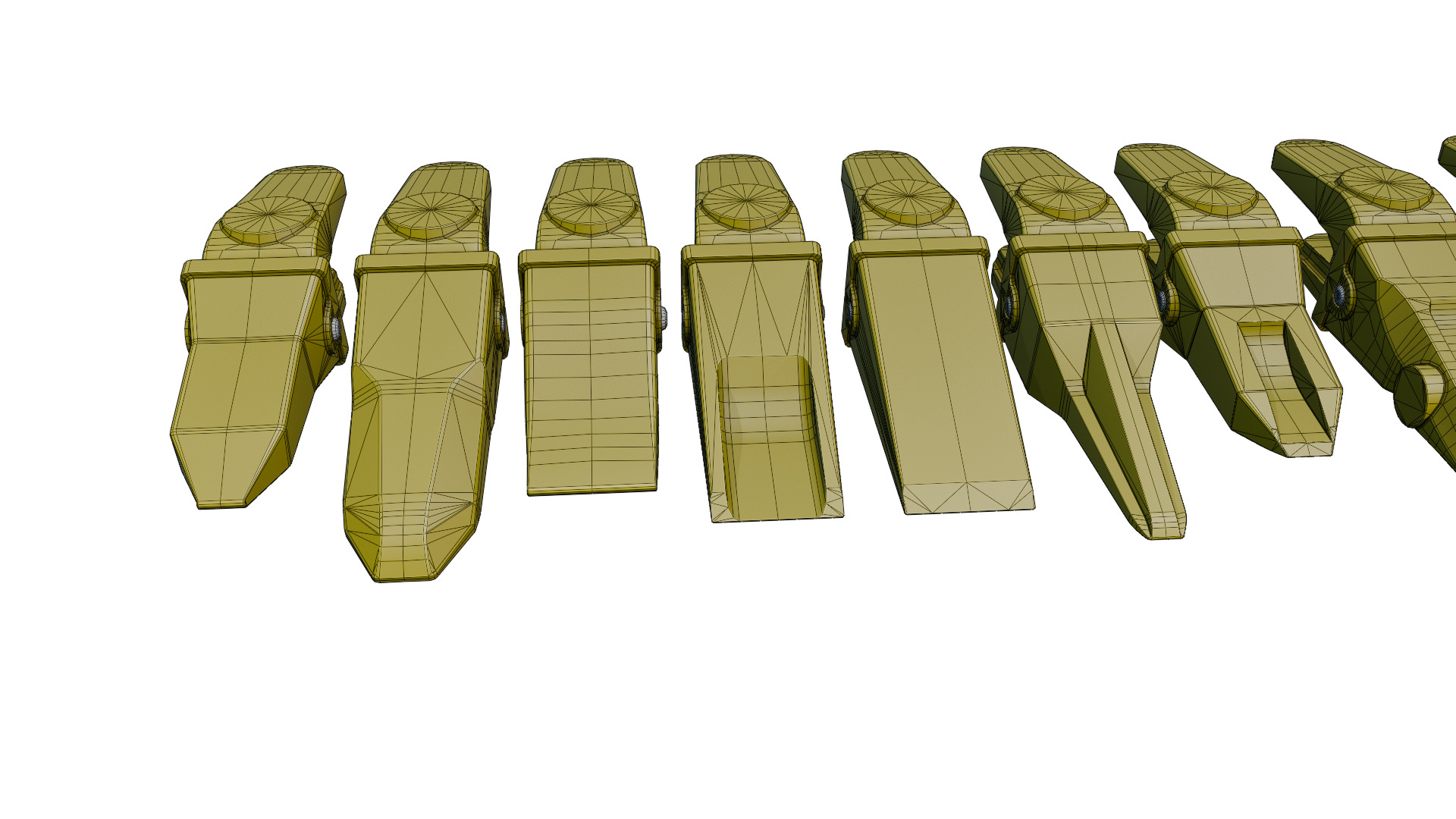 Bucket Teeth Pack Universal Excavator Loader Attachments  Low-poly 3D model_17