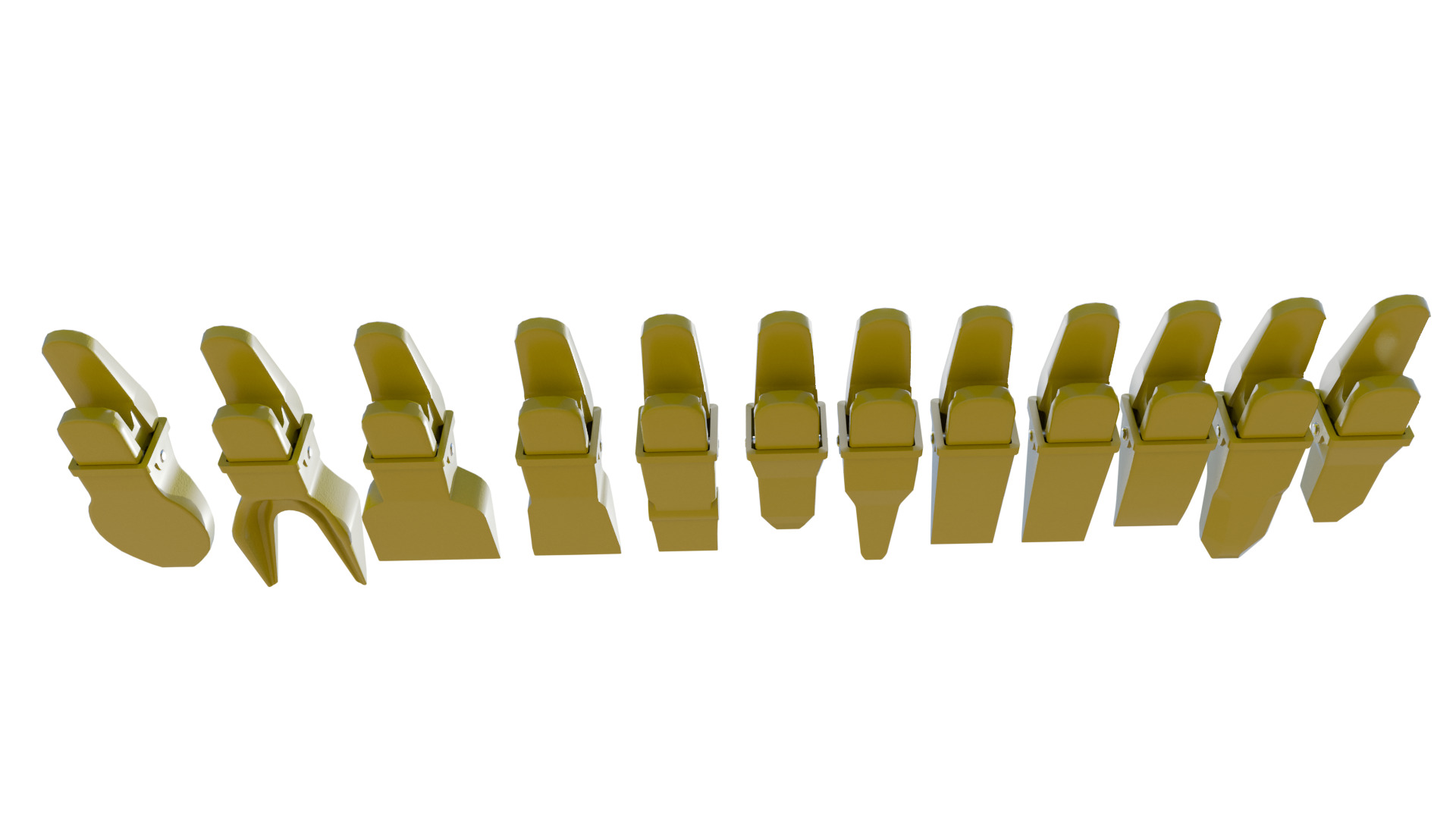 Bucket Teeth Pack Universal Excavator Loader Attachments  Low-poly 3D model_7