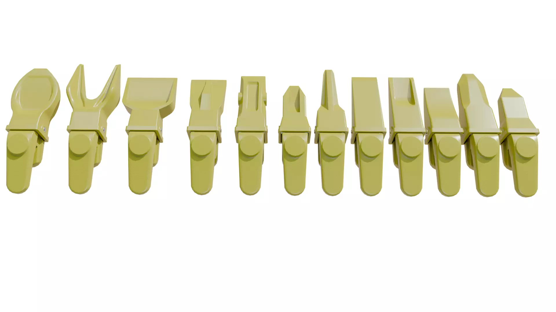 Bucket Teeth Pack Universal Excavator Loader Attachments  Low-poly 3D model_0