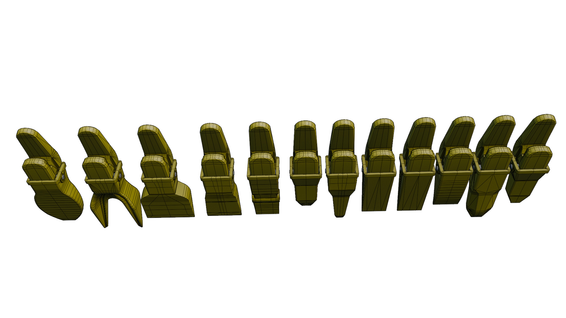 Bucket Teeth Pack Universal Excavator Loader Attachments  Low-poly 3D model_11