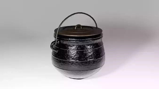 Stylized Fantasy Cauldron Game Ready 3D Asset