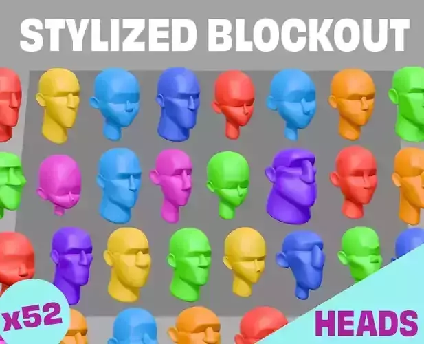 MEGA Stylized Head Blockout Basemesh Collection