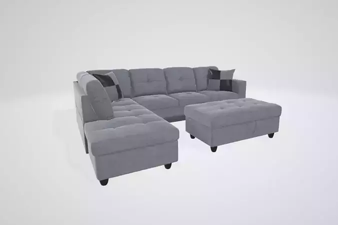 ULT Gray MicroFiber Sectional Sofa