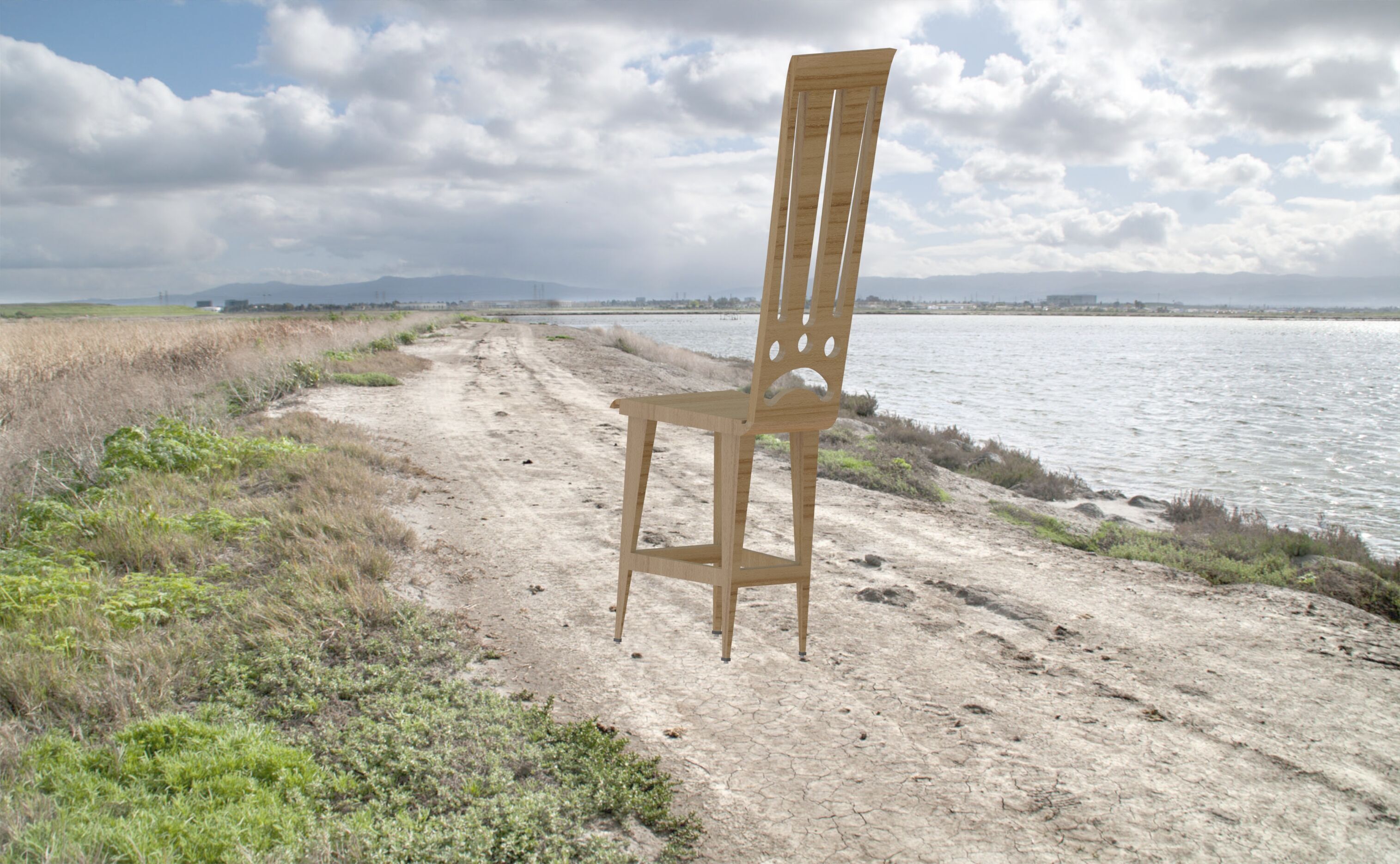 Low Poly Wooden Chair Game Ready 3D Model Low-poly 3D model_8