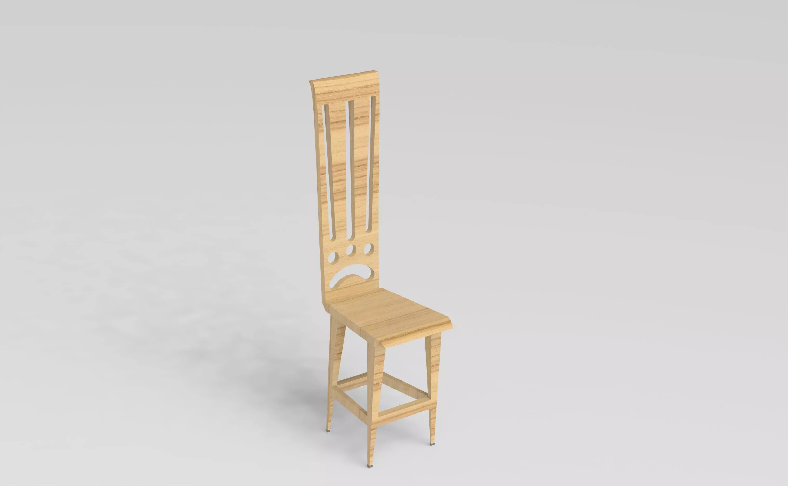 Low Poly Wooden Chair Game Ready 3D Model Low-poly 3D model_0