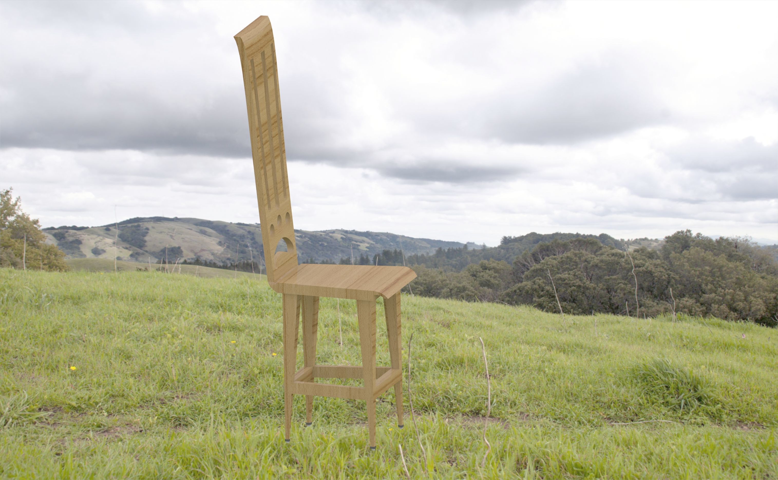 Low Poly Wooden Chair Game Ready 3D Model Low-poly 3D model_7