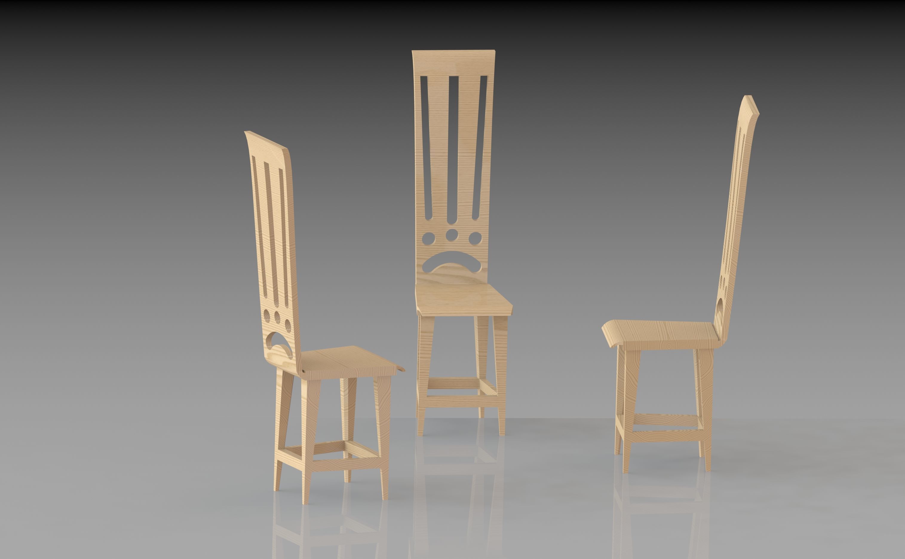 Low Poly Wooden Chair Game Ready 3D Model Low-poly 3D model_1