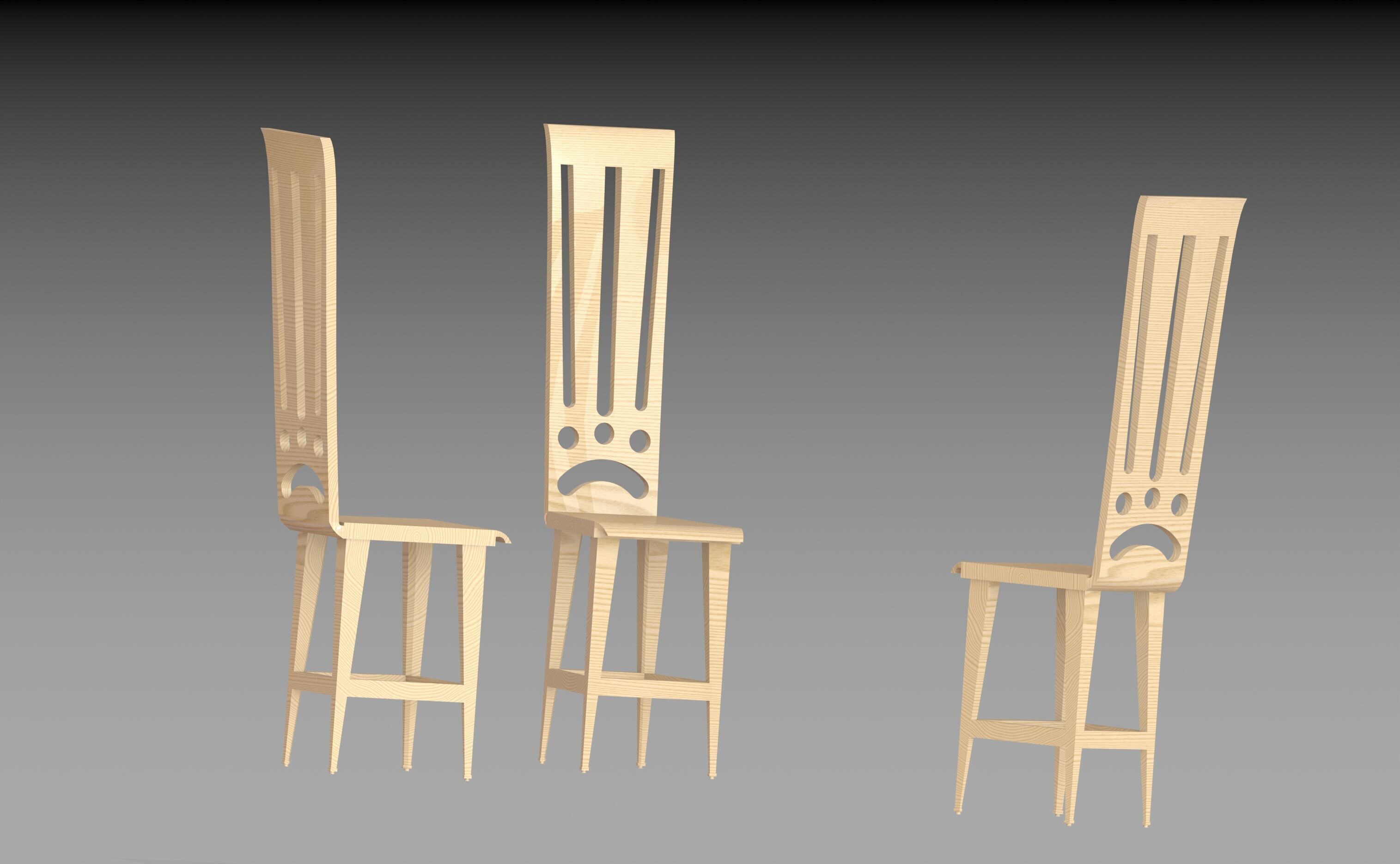 Low Poly Wooden Chair Game Ready 3D Model Low-poly 3D model_2