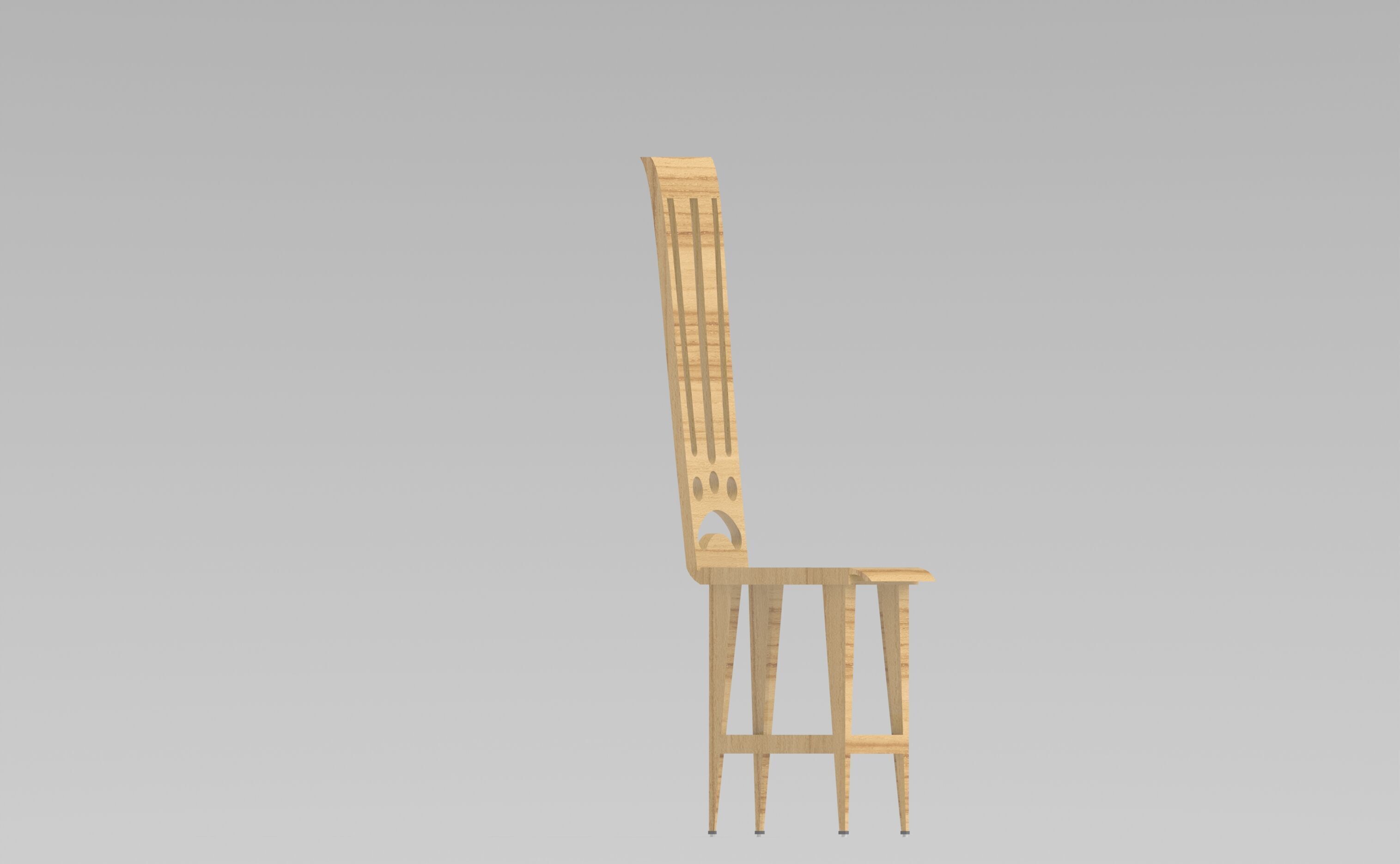 Low Poly Wooden Chair Game Ready 3D Model Low-poly 3D model_4