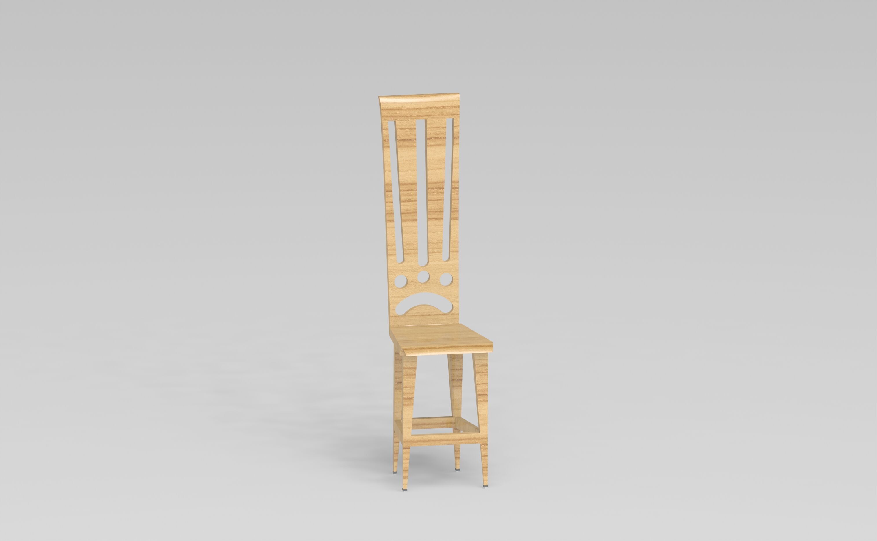Low Poly Wooden Chair Game Ready 3D Model Low-poly 3D model_5