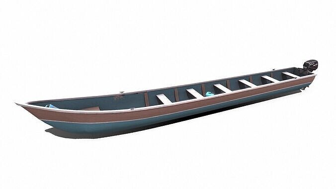 Traditional Long Boat Low-poly PBR Low-poly 3D model