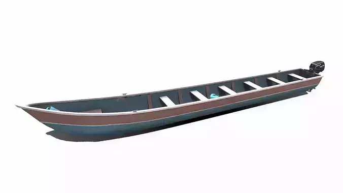 Traditional Long Boat Low-poly PBR Low-poly 3D model