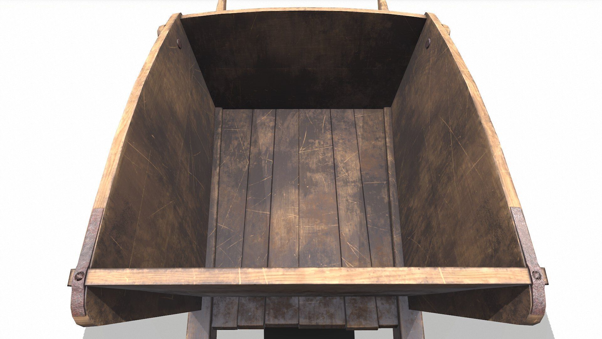 Old Wooden Wheelbarrow Low-poly PBR Low-poly 3D model_31