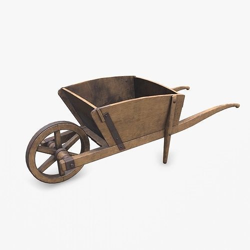 Old Wooden Wheelbarrow Low-poly PBR Low-poly 3D model