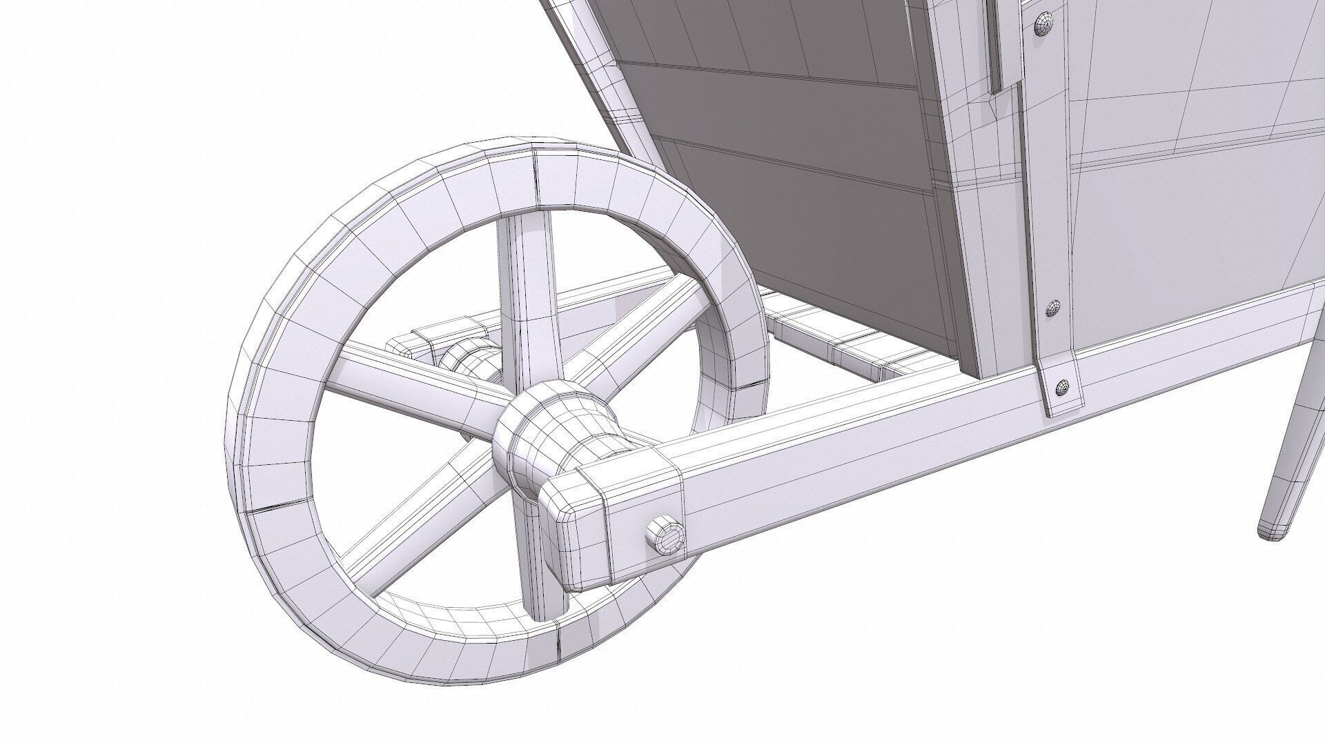 Old Wooden Wheelbarrow Low-poly PBR Low-poly 3D model_38