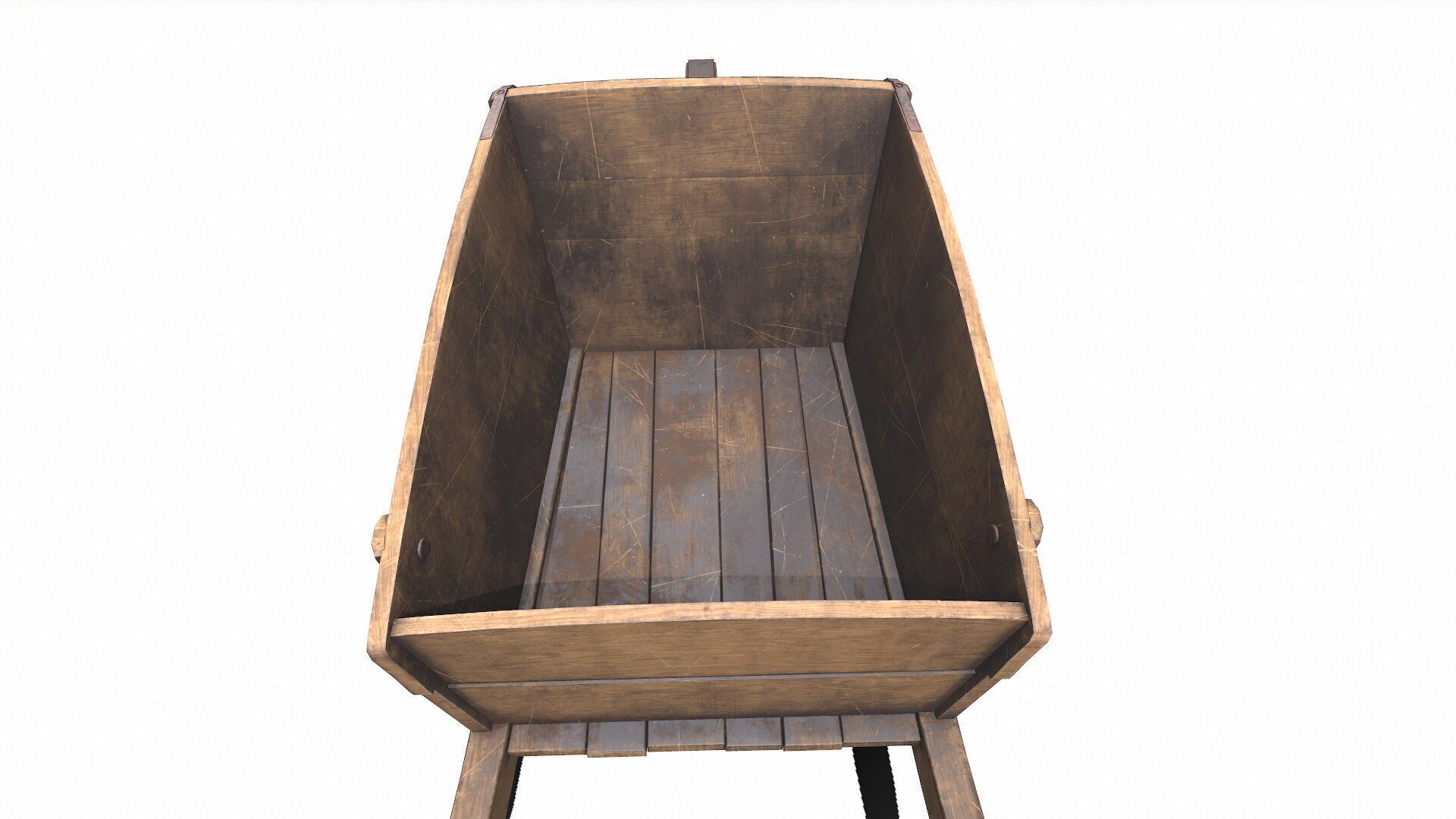 Old Wooden Wheelbarrow Low-poly PBR Low-poly 3D model_14