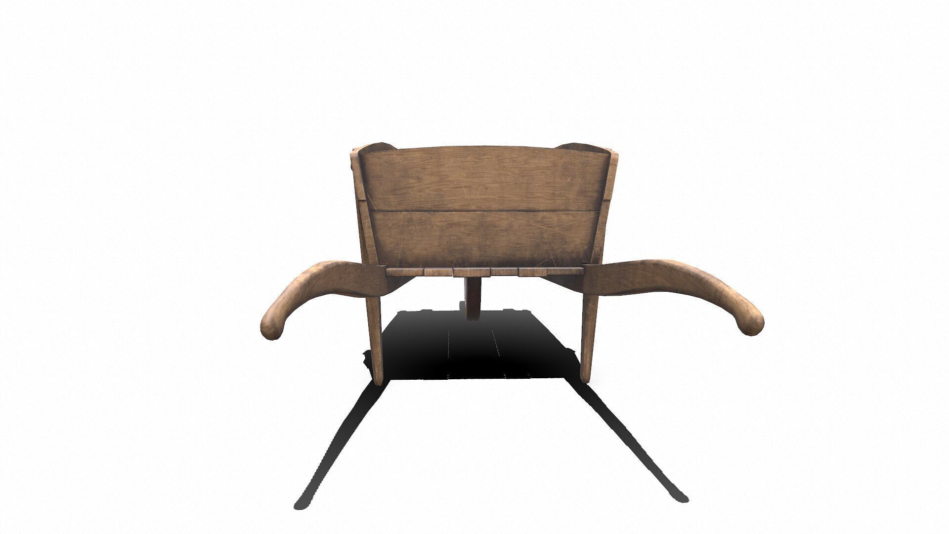 Old Wooden Wheelbarrow Low-poly PBR Low-poly 3D model_13