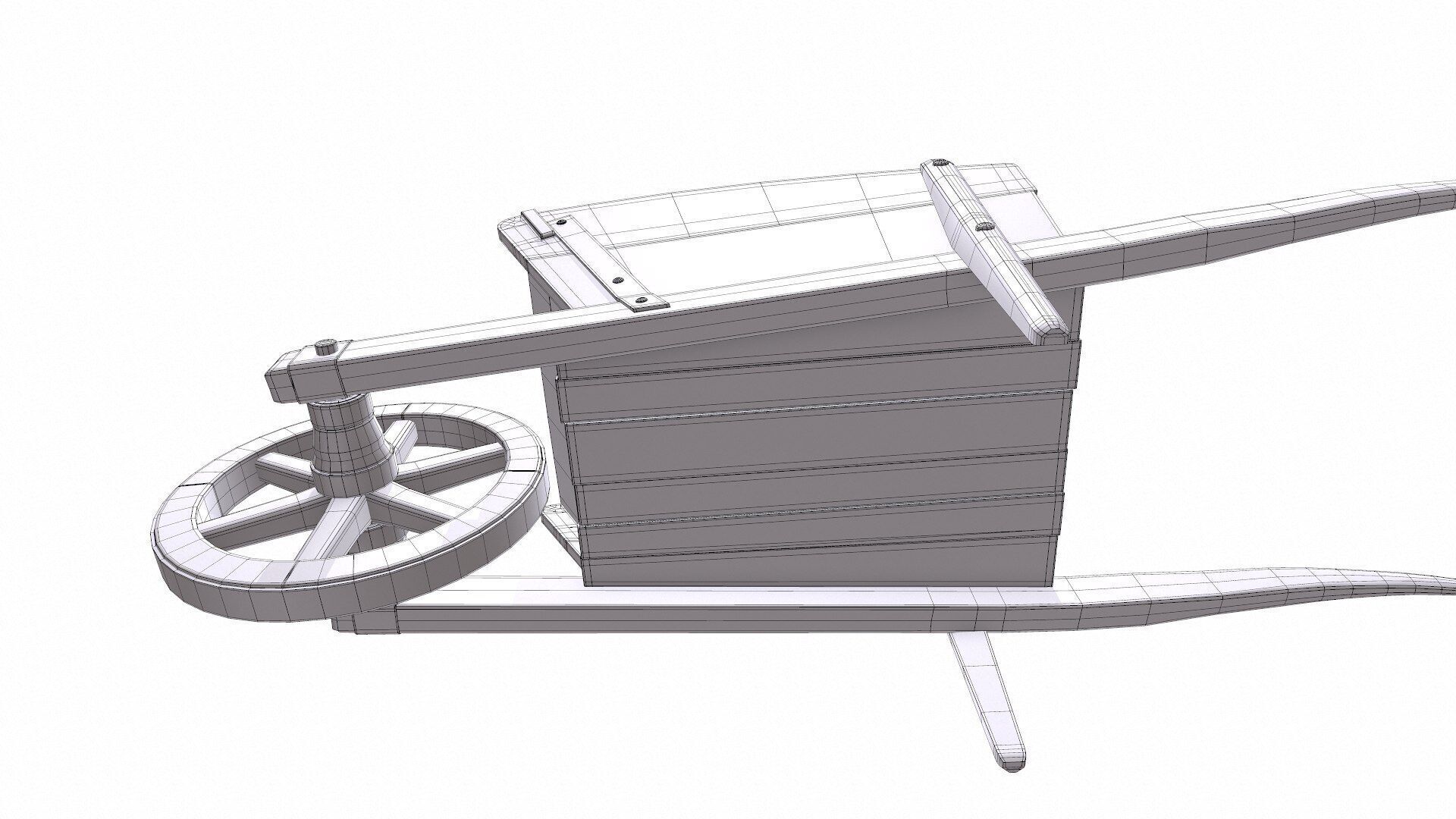 Old Wooden Wheelbarrow Low-poly PBR Low-poly 3D model_40