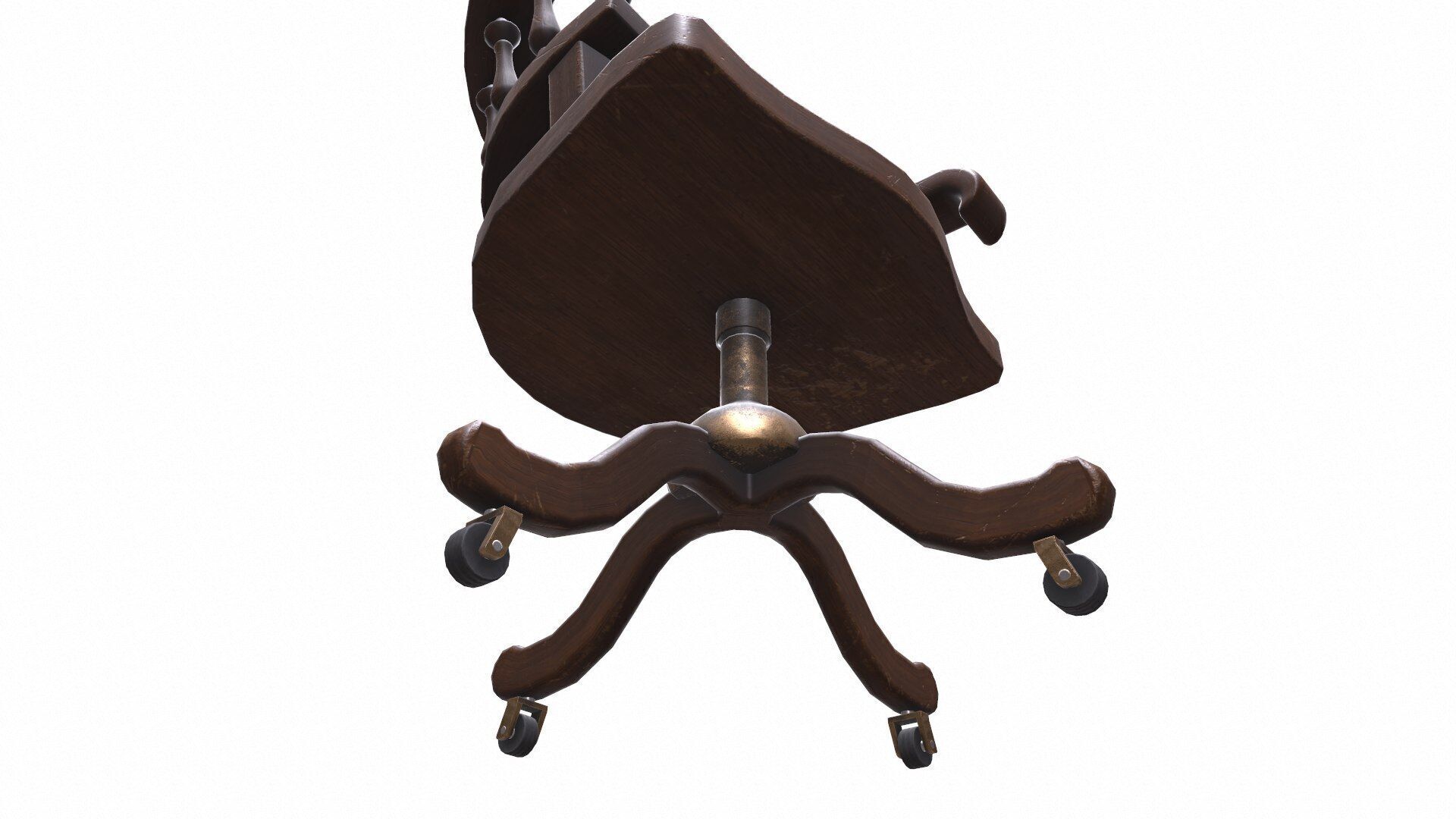 Old Wooden Office Chair Low-poly PBR Low-poly 3D model_18