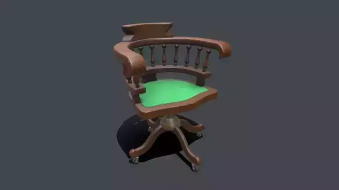 Old Wooden Office Chair Low-poly PBR Low-poly 3D model