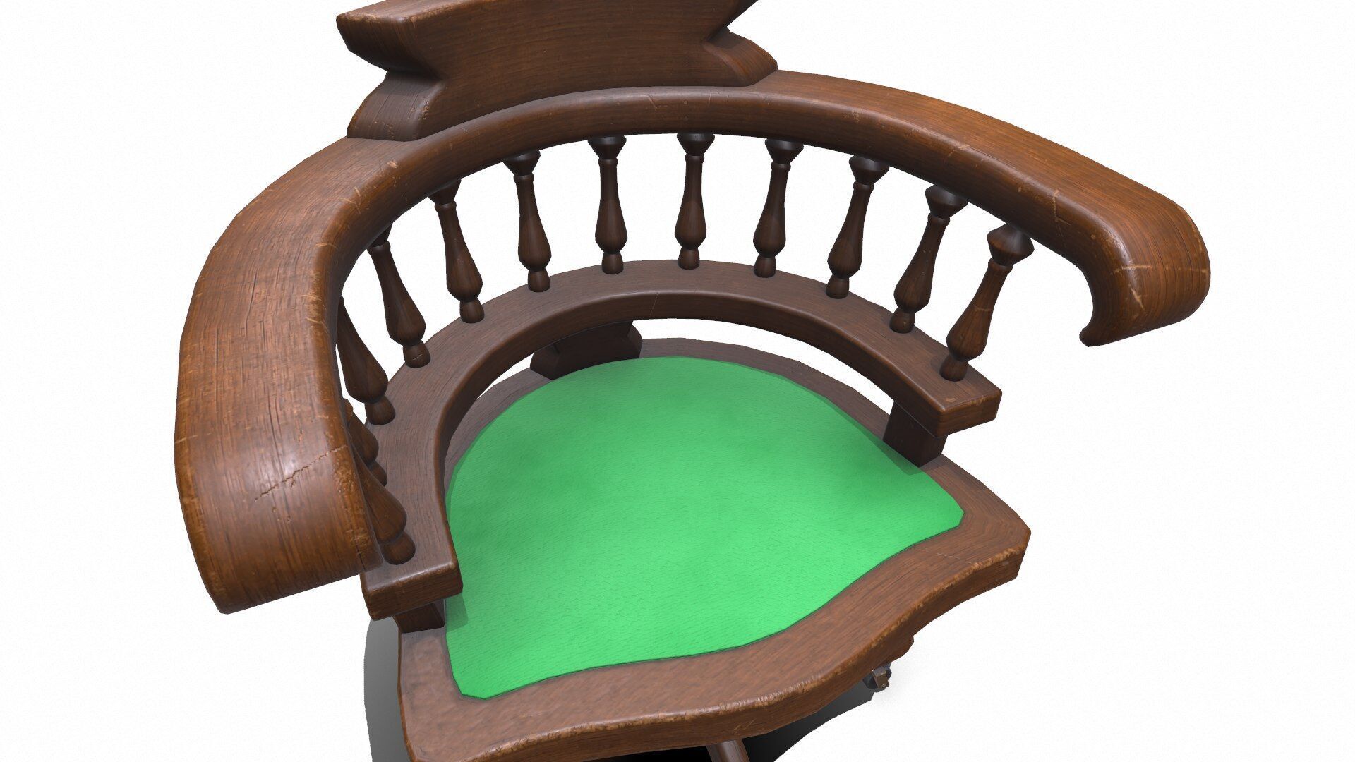 Old Wooden Office Chair Low-poly PBR Low-poly 3D model_20