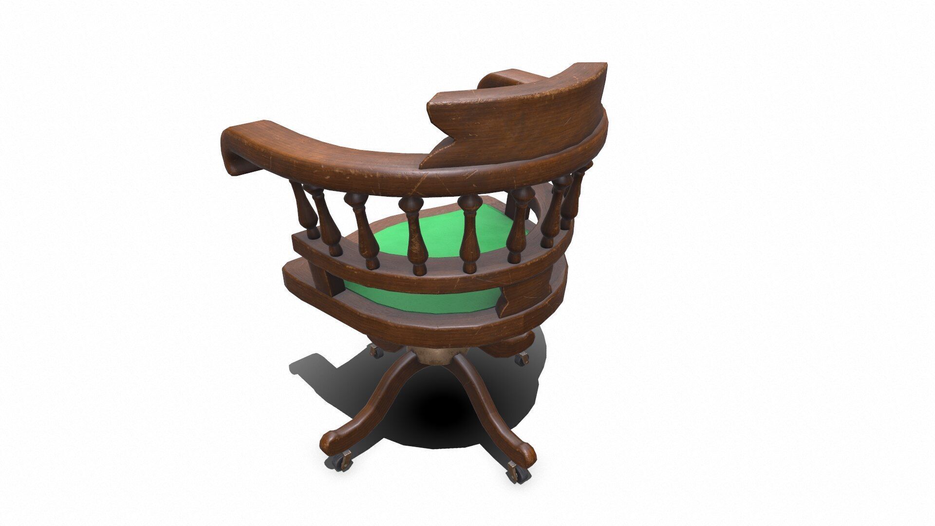 Old Wooden Office Chair Low-poly PBR Low-poly 3D model_10