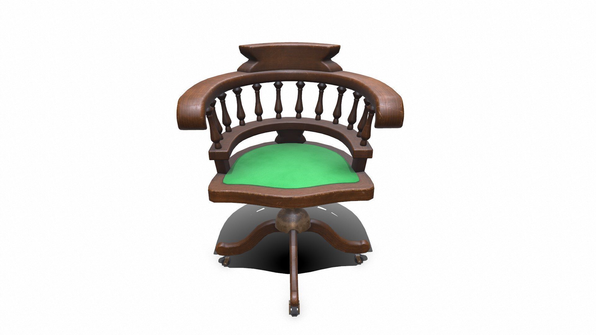 Old Wooden Office Chair Low-poly PBR Low-poly 3D model_6