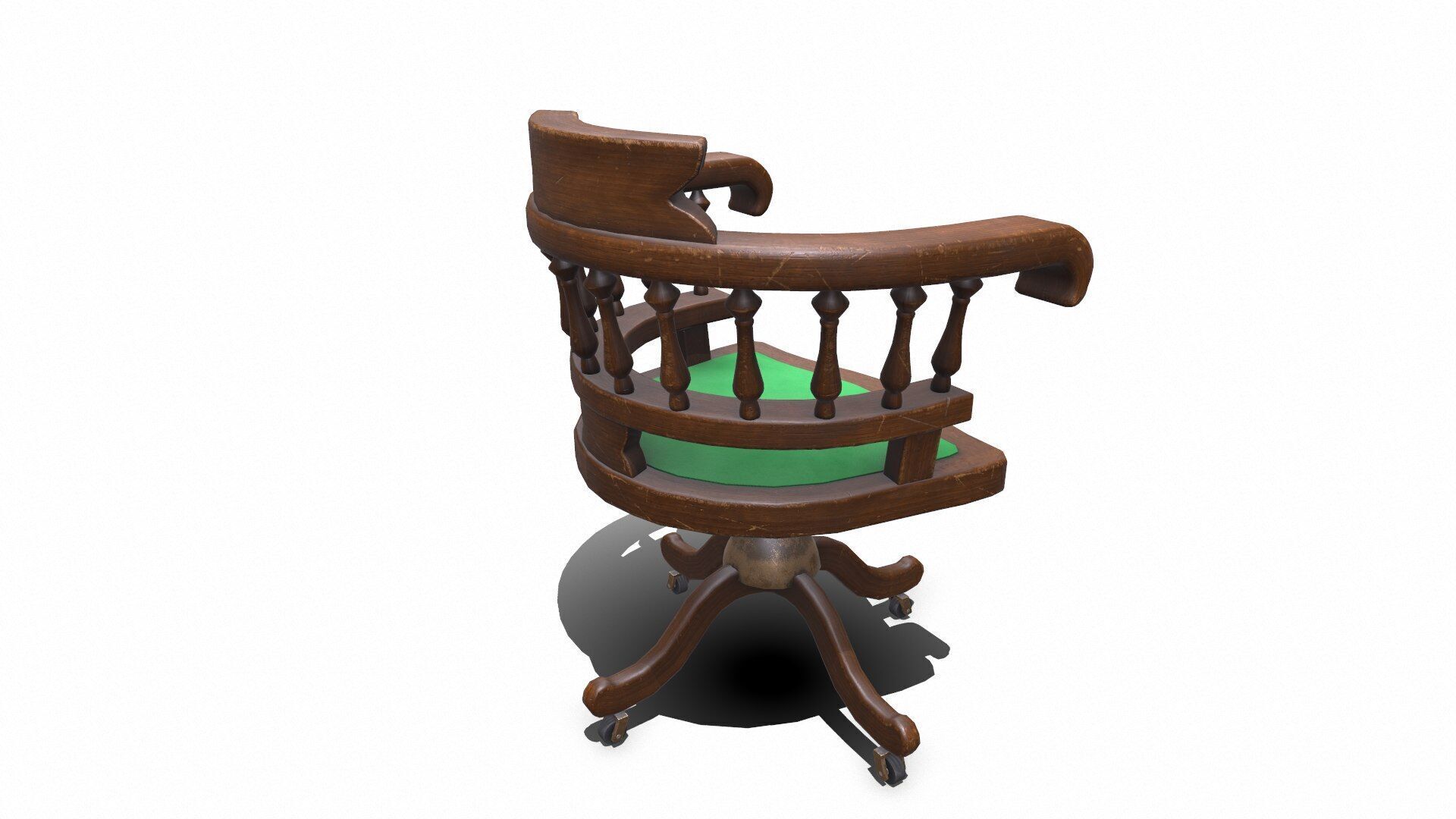 Old Wooden Office Chair Low-poly PBR Low-poly 3D model_13