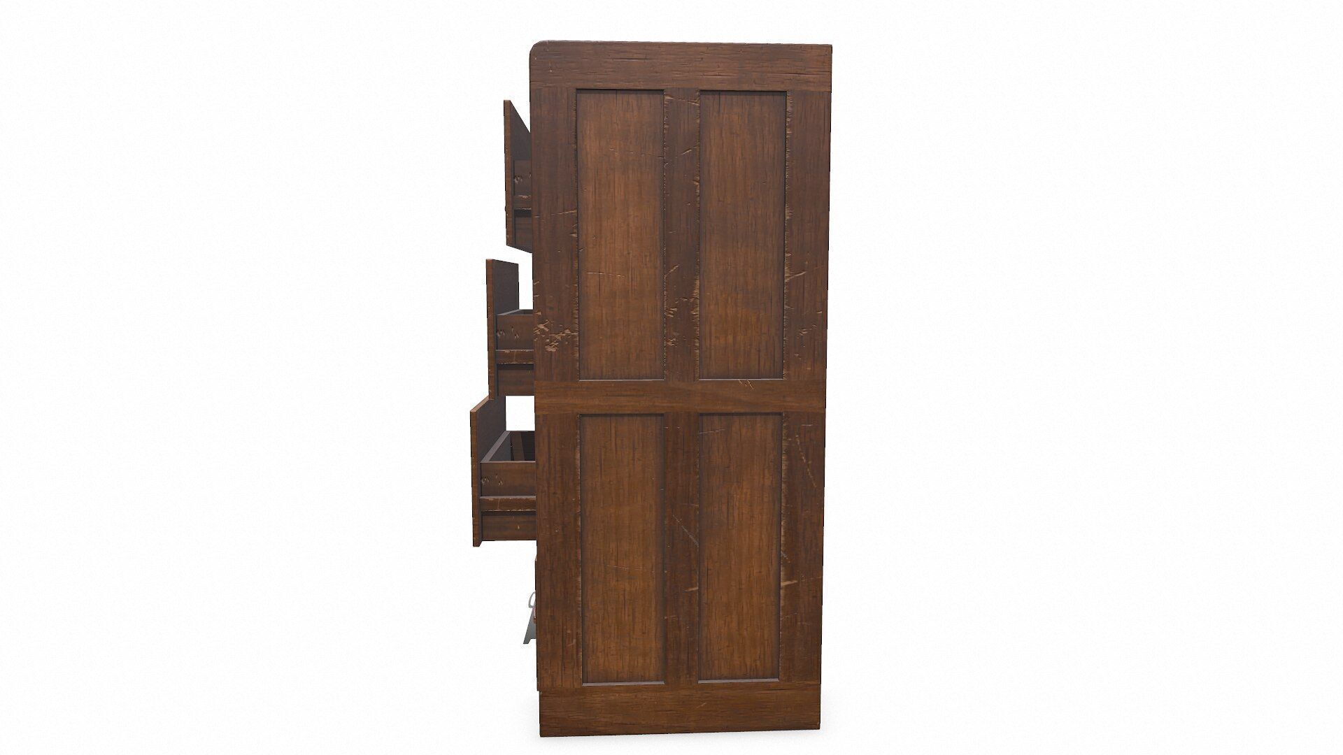 Old Wooden Filing Cabinet Low-poly PBR Low-poly 3D model_9