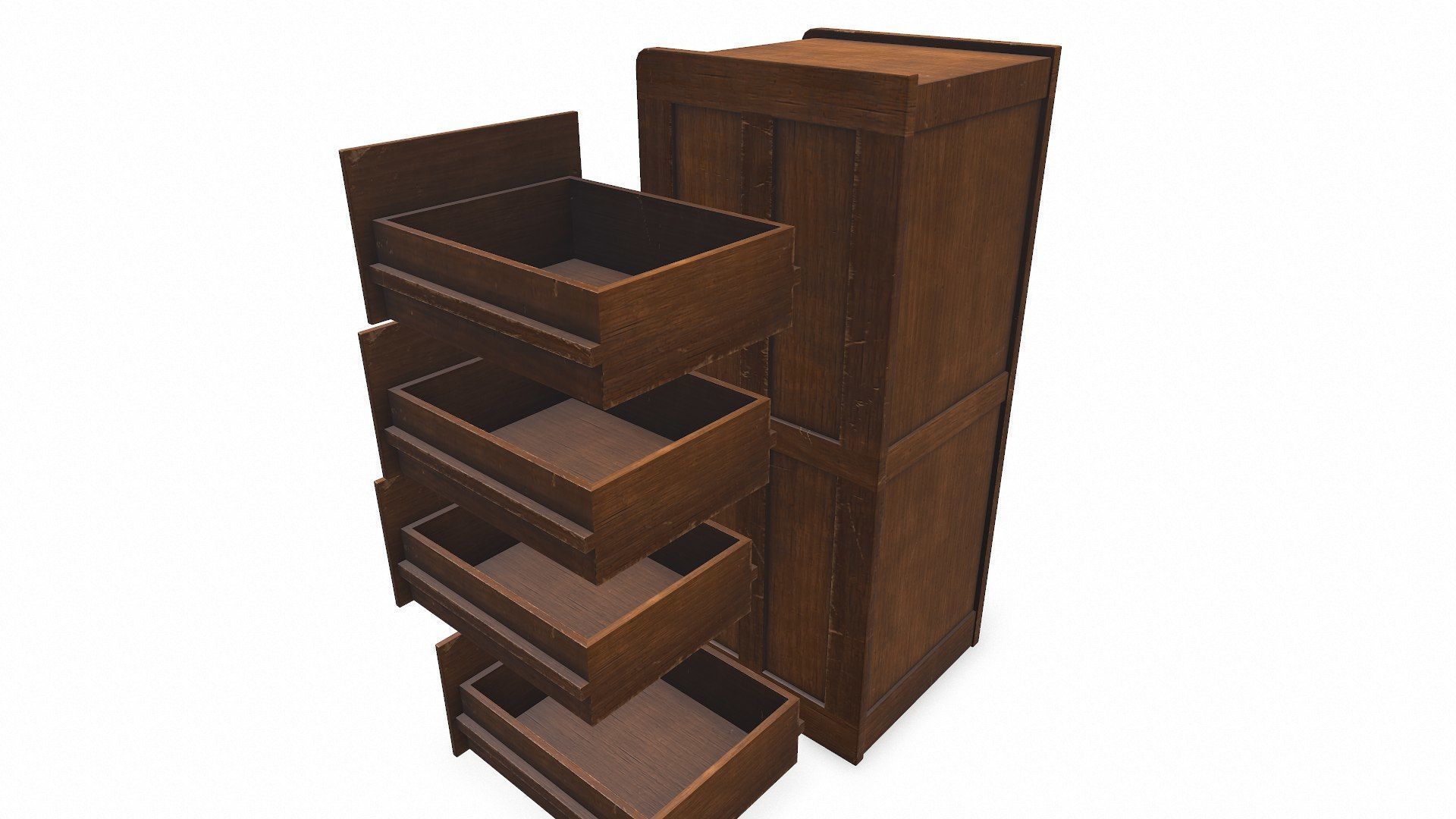 Old Wooden Filing Cabinet Low-poly PBR Low-poly 3D model_27