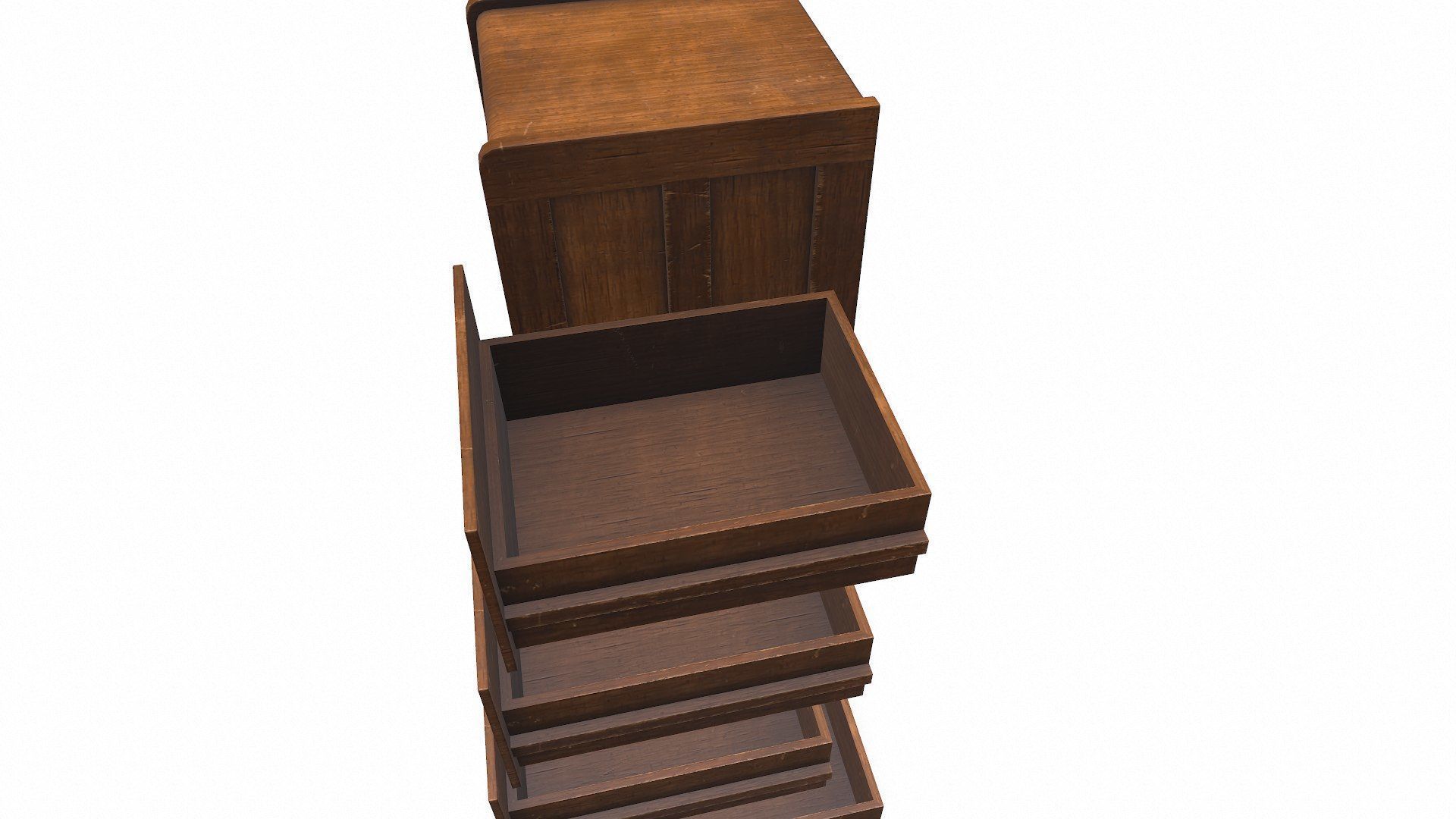 Old Wooden Filing Cabinet Low-poly PBR Low-poly 3D model_20