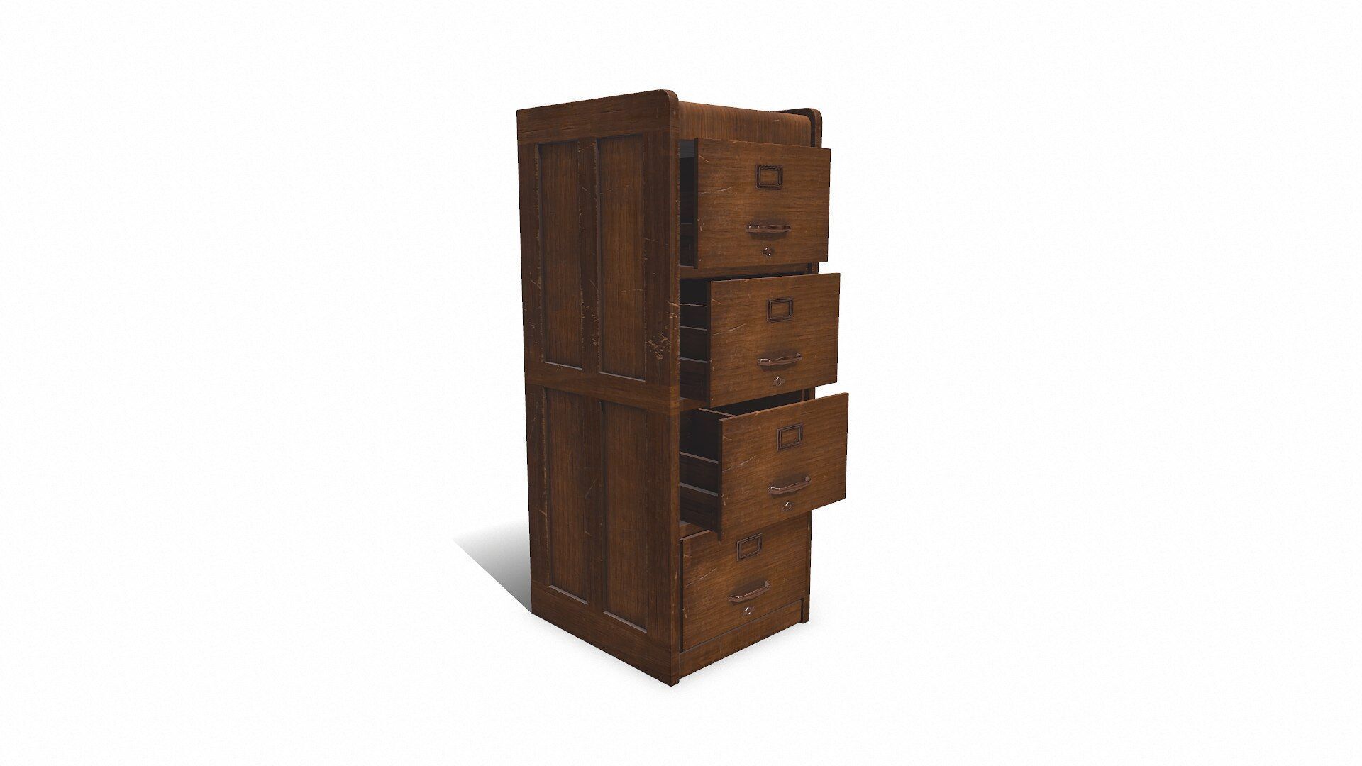 Old Wooden Filing Cabinet Low-poly PBR Low-poly 3D model_3