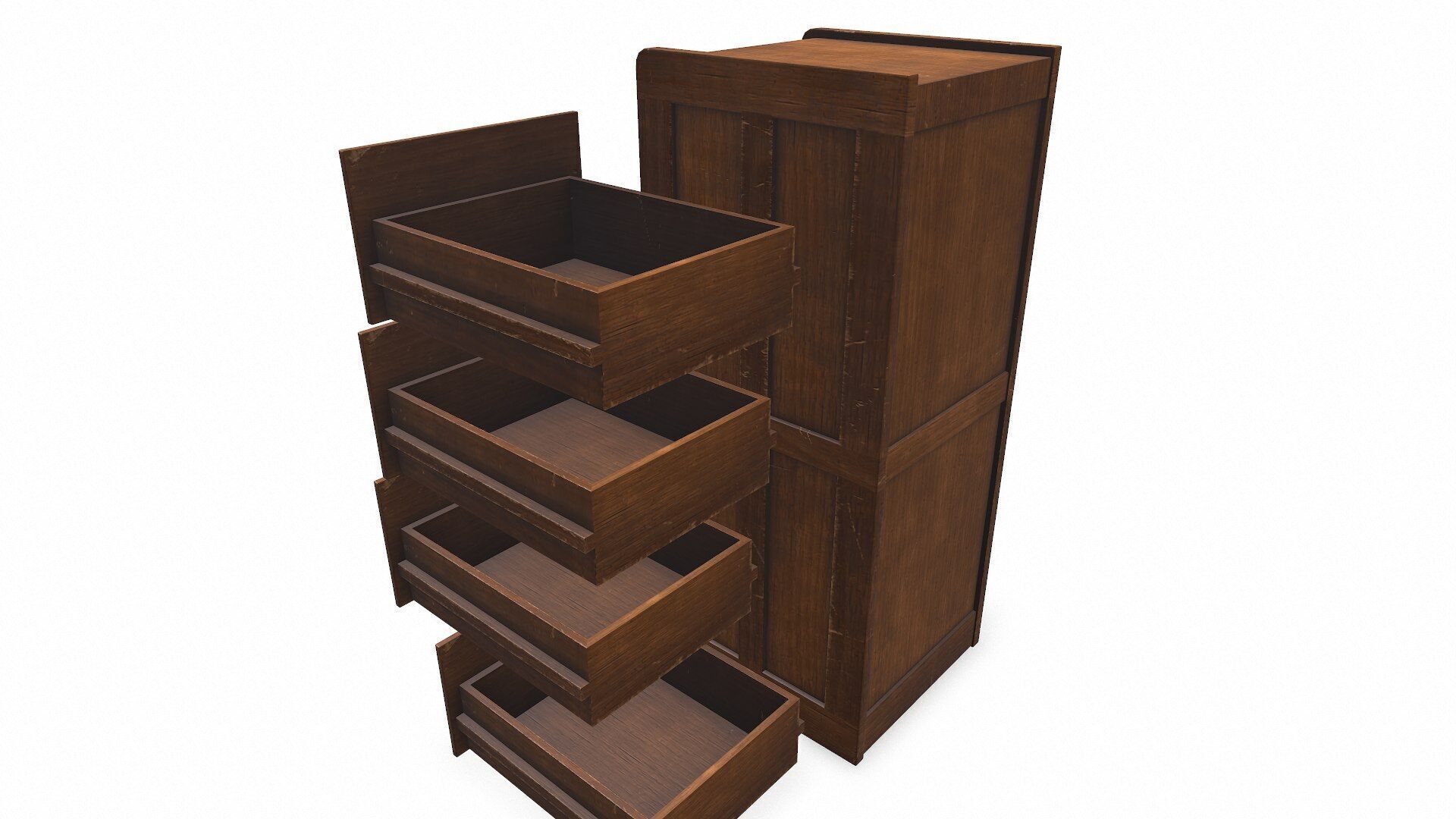Old Wooden Filing Cabinet Low-poly PBR Low-poly 3D model_24