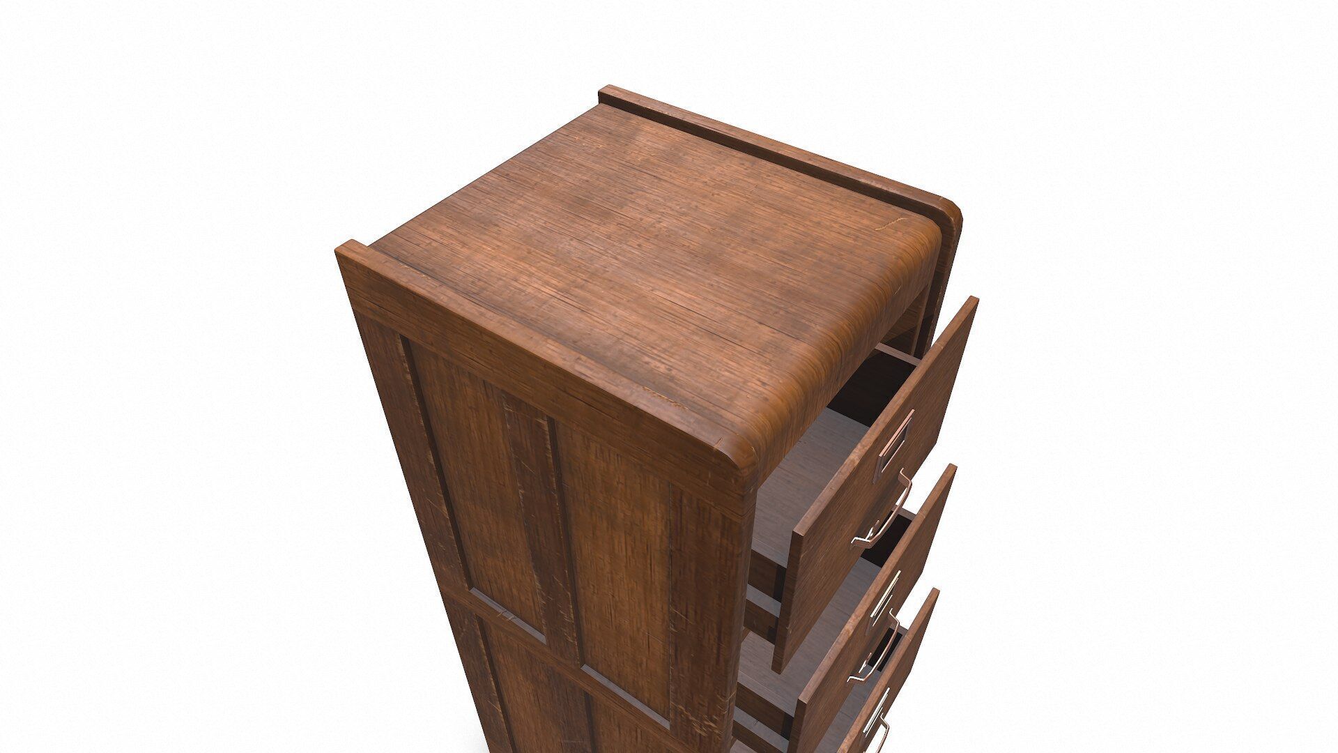 Old Wooden Filing Cabinet Low-poly PBR Low-poly 3D model_14