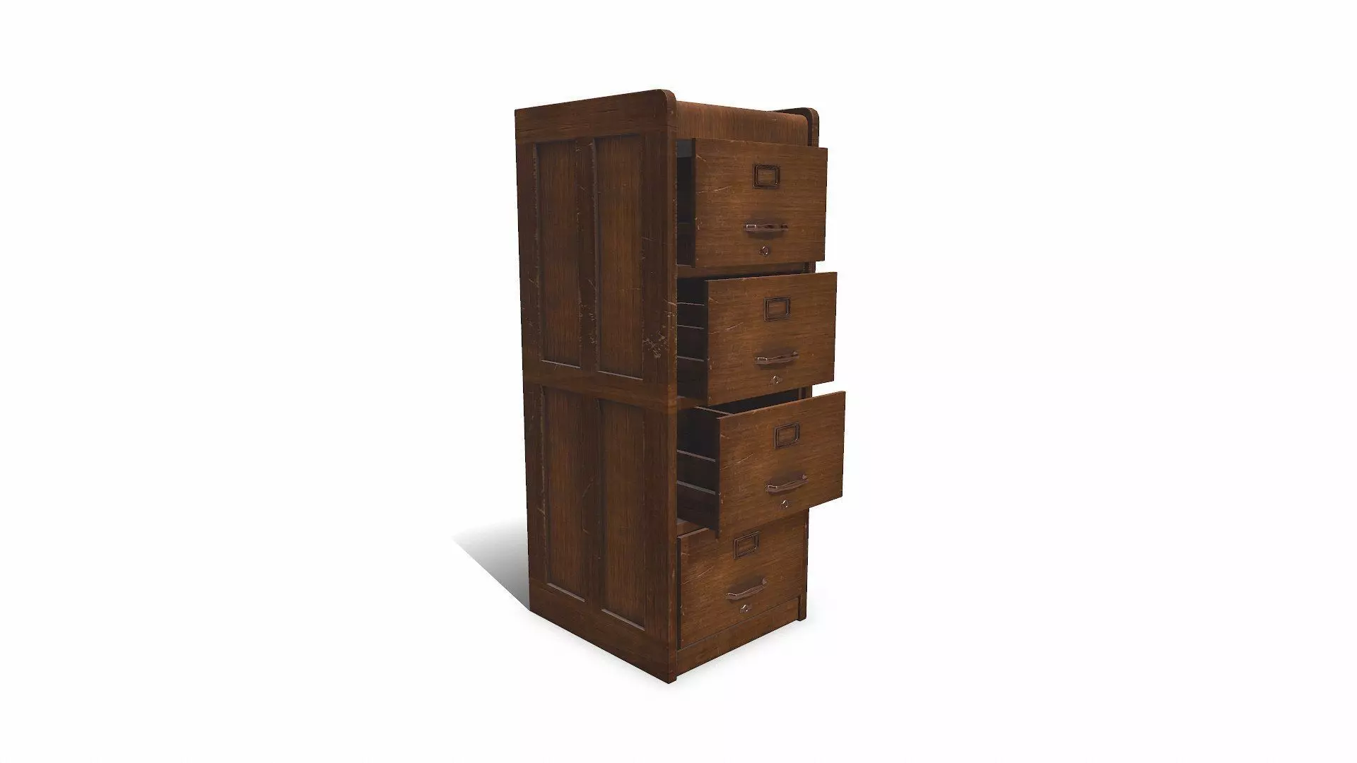 Old Wooden Filing Cabinet Low-poly PBR Low-poly 3D model_0