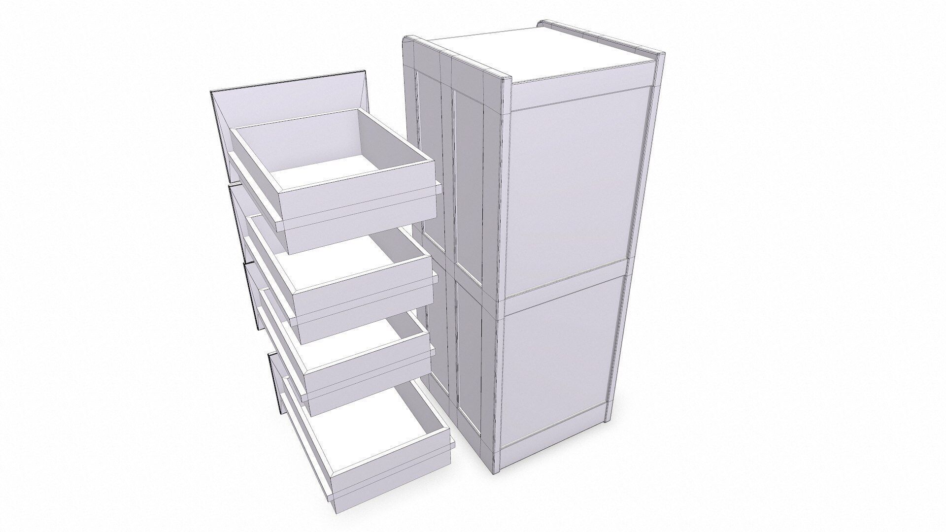 Old Wooden Filing Cabinet Low-poly PBR Low-poly 3D model_34