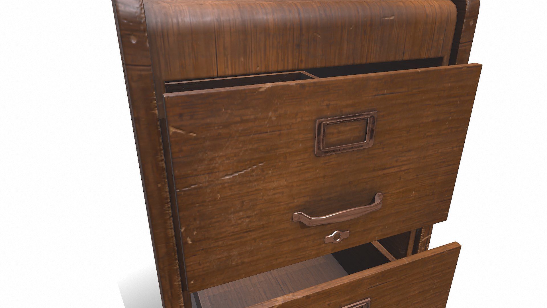 Old Wooden Filing Cabinet Low-poly PBR Low-poly 3D model_19