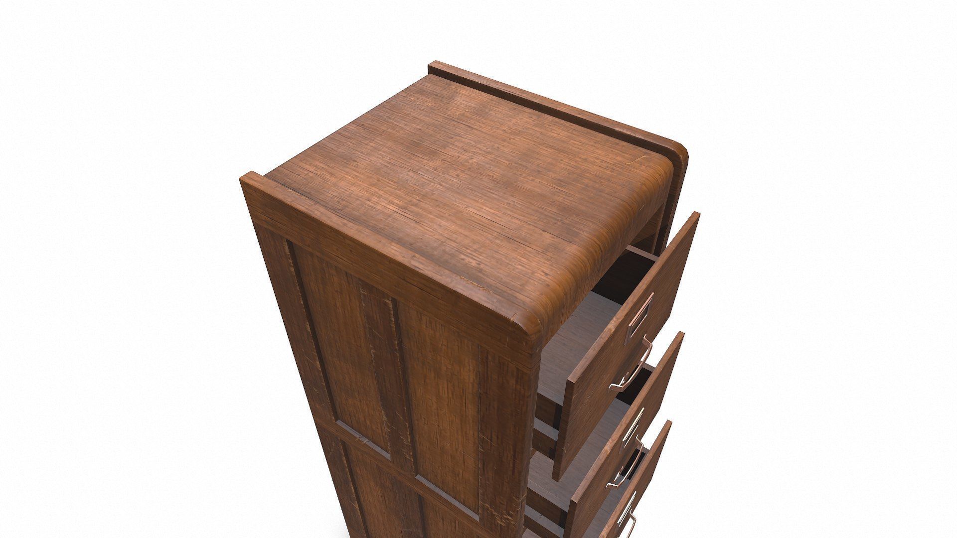 Old Wooden Filing Cabinet Low-poly PBR Low-poly 3D model_17
