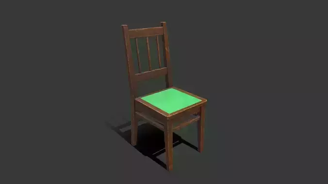 Old Wooden Chair Low-poly PBR