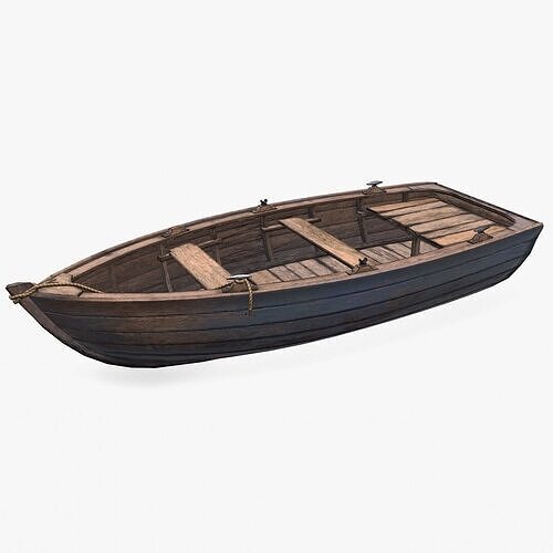 Old Wooden Boat low-poly PBR Low-poly 3D model