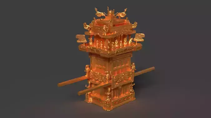  Chinese golden wedding sedan figure   