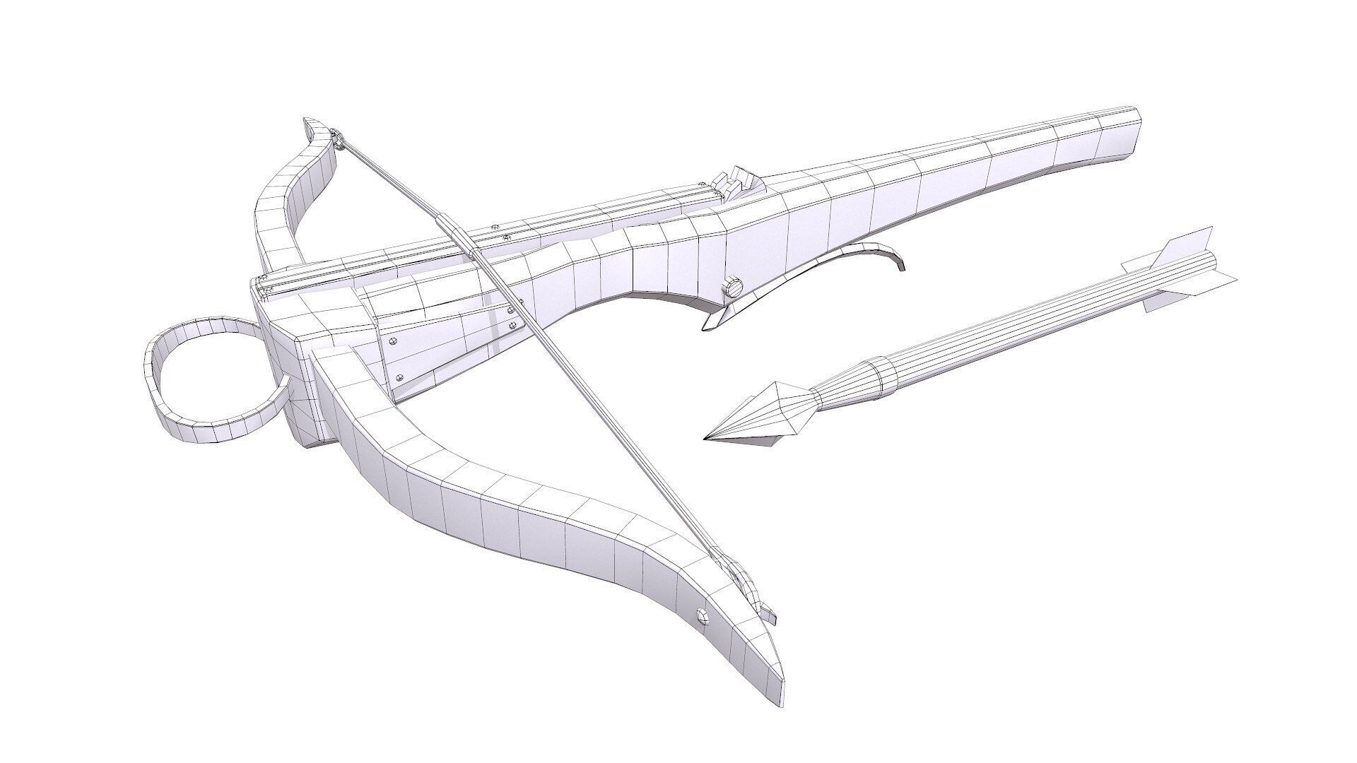 Medieval Crossbow Low-poly PBR Low-poly 3D model_35