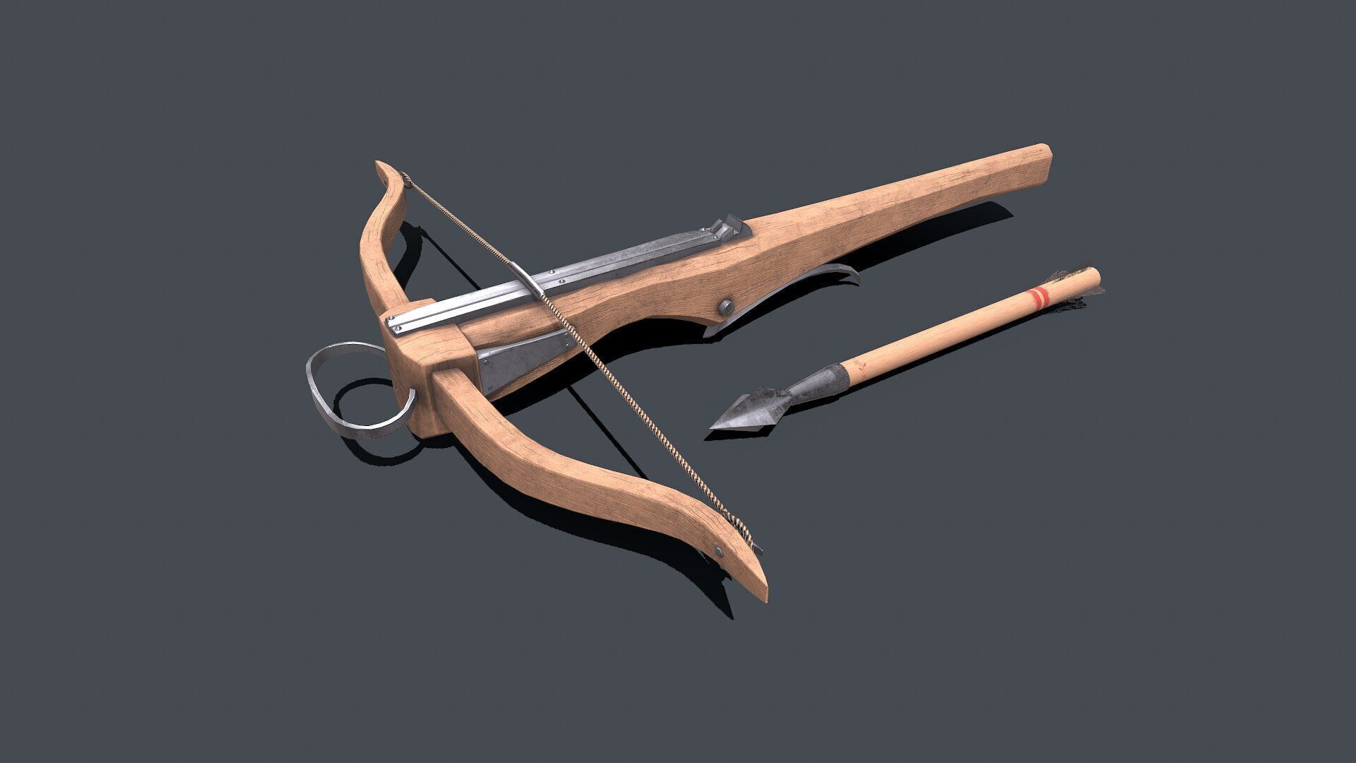 Medieval Crossbow Low-poly PBR Low-poly 3D model_2