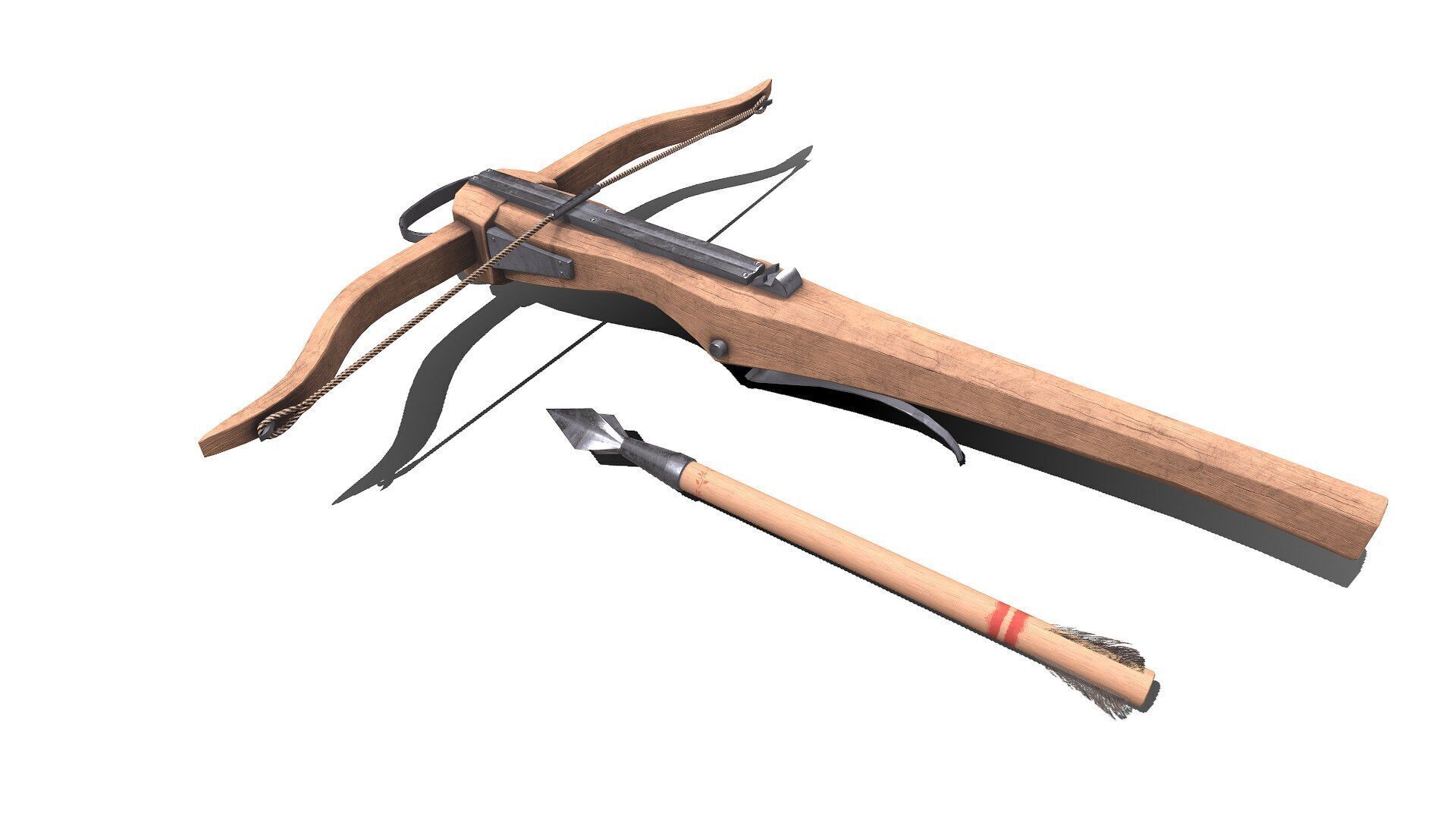 Medieval Crossbow Low-poly PBR Low-poly 3D model_7