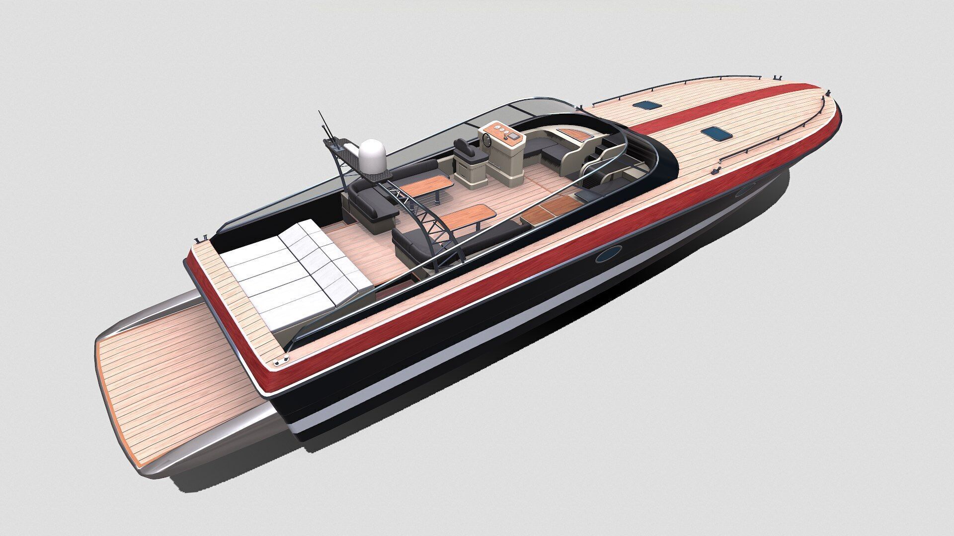 Luxury Boat Low-poly PBR Low-poly 3D model_4