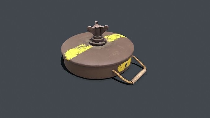 Land Mine Low-poly PBR Low-poly 3D model