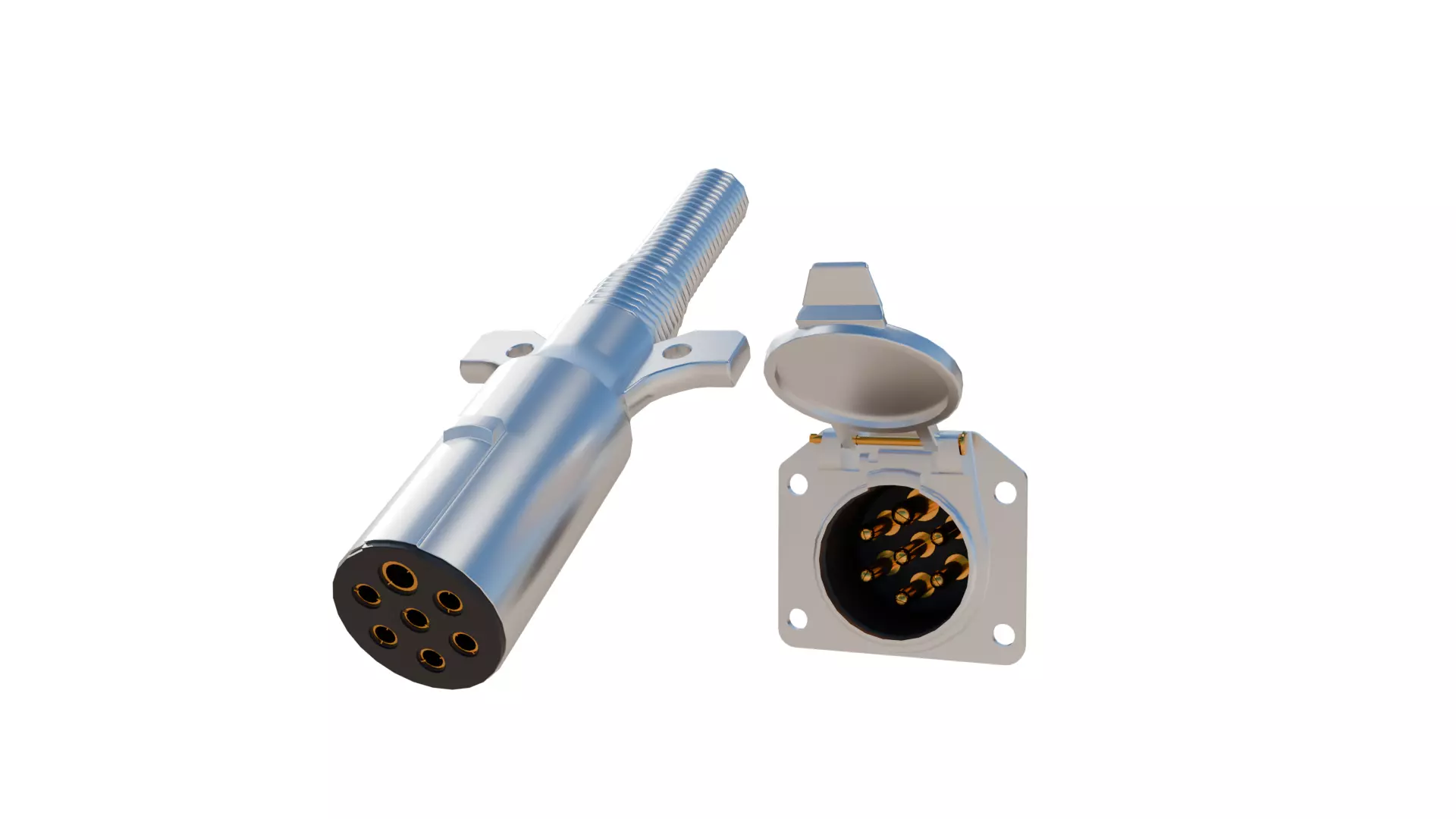 7 Way Trailer Connector Plug Electrical Tow Socket Truck n RV Low-poly 3D model