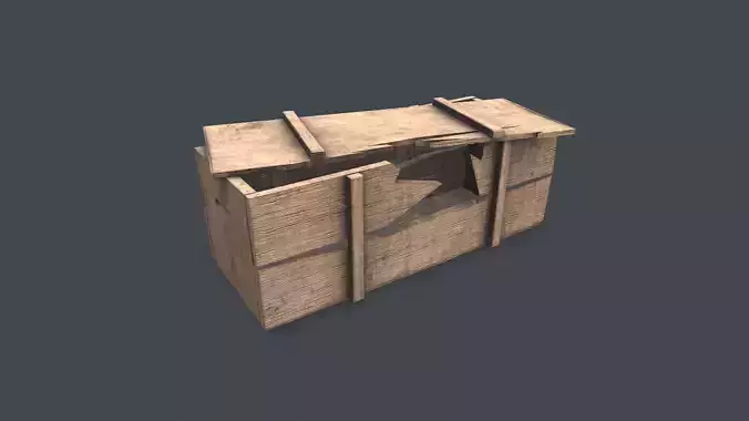 Broken Wooden Crate Low-poly PBR
