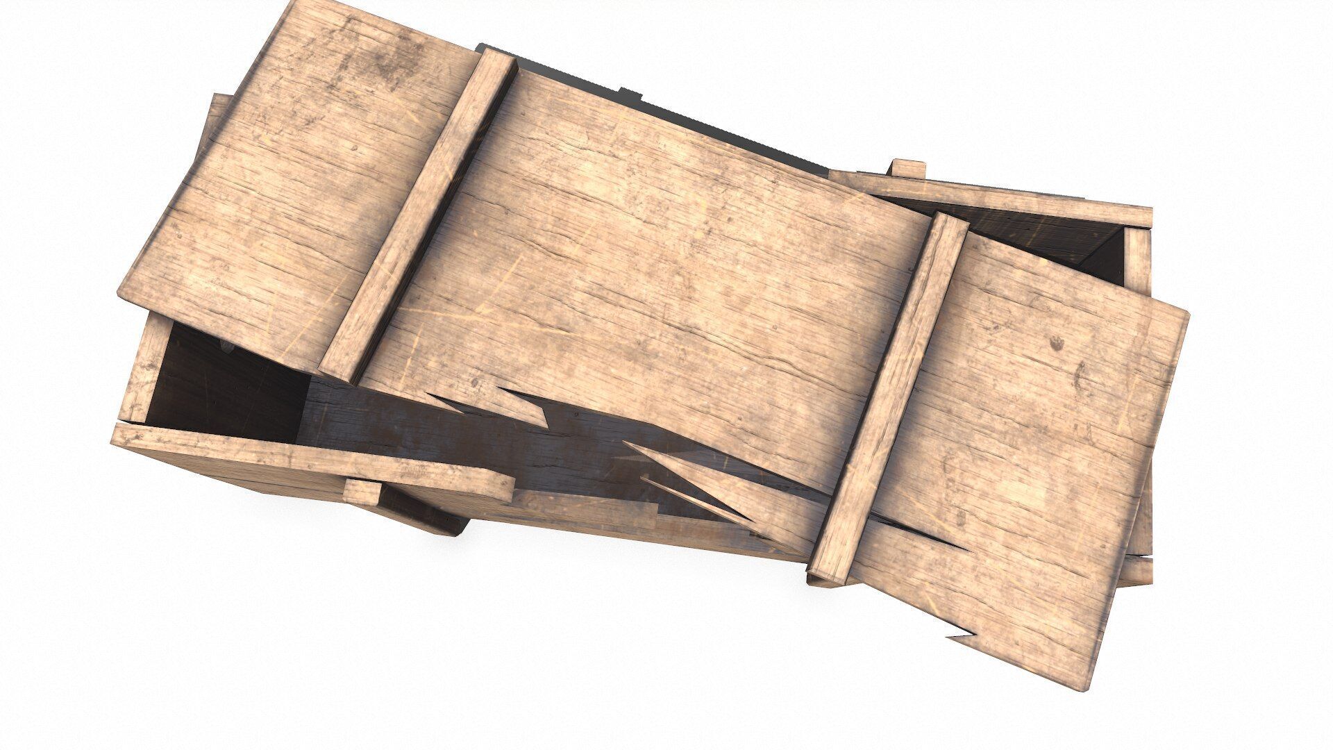 Broken Wooden Crate Low-poly PBR Low-poly 3D model_16